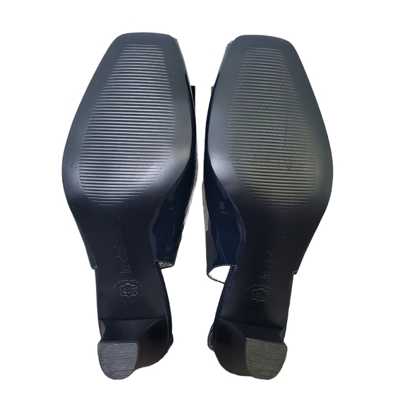 Navy Patent Leather Peep Toe Shoes - Picture 6 of 7